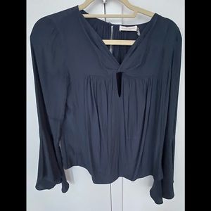Ramy Brook Navy silk ling sleeve blouse